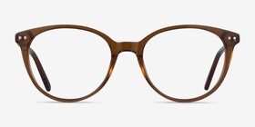 Leonia Clear Brown Acétate Montures de lunettes de vue d'EyeBuyDirect, Vue de Face