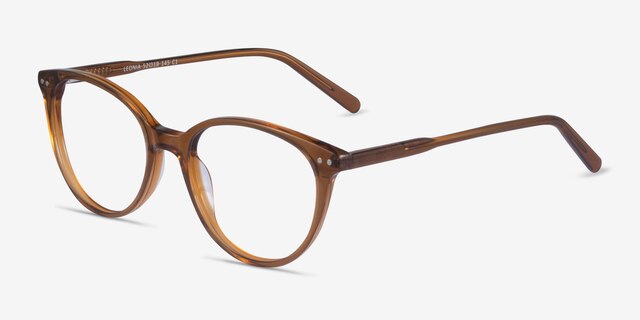 Leonia Clear Brown AcetateEyeglass Frames from EyeBuyDirect, Angle View