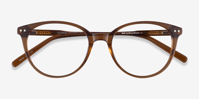 Leonia Clear Brown AcetateEyeglass Frames from EyeBuyDirect, Closed View