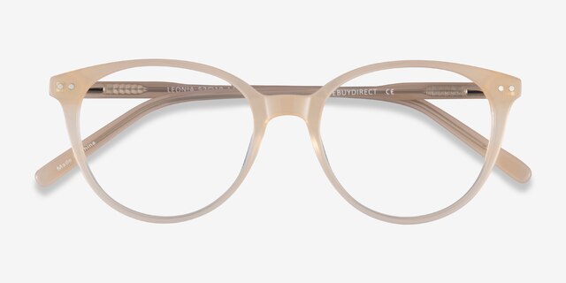 Leonia Jaune pâle AcétateMontures de lunettes de vue d'EyeBuyDirect, Vue Rapprochée
