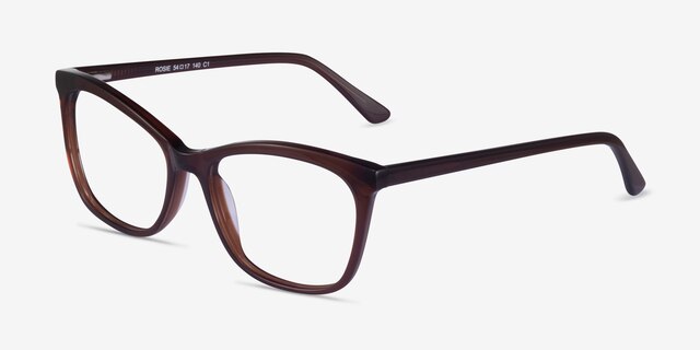 Rosie Dark Brown AcetateEyeglass Frames from EyeBuyDirect, Angle View
