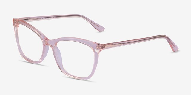 Rosie Clear Pink AcetateEyeglass Frames from EyeBuyDirect, Angle View