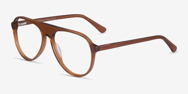 Percussive Clear Brown AcetateEyeglass Frames from EyeBuyDirect, Angle View