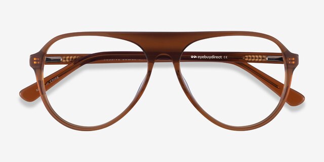 Percussive Clear Brown AcetateEyeglass Frames from EyeBuyDirect, Closed View