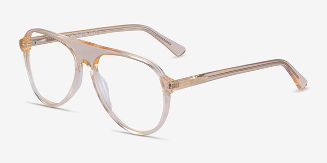 Percussive Clear Yellow AcetateEyeglass Frames from EyeBuyDirect, Angle View
