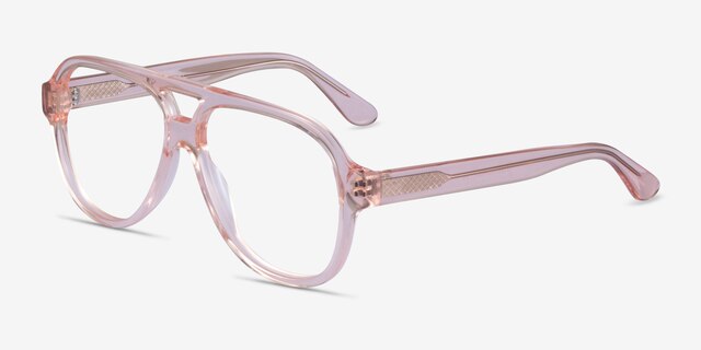 Iggy Clear Pink AcetateEyeglass Frames from EyeBuyDirect, Angle View