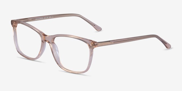 Crescendo Clear Pink AcetateEyeglass Frames from EyeBuyDirect, Angle View