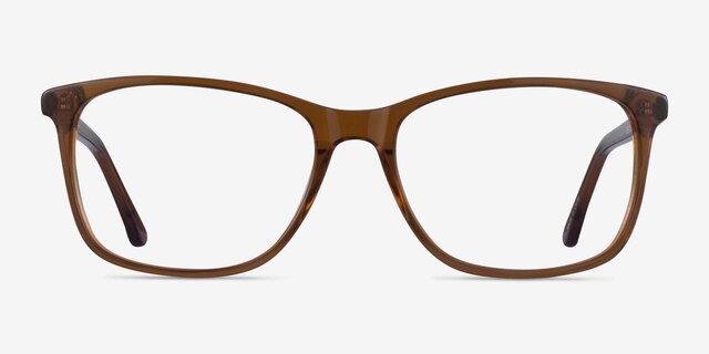 Crescendo Clear Brown AcetateEyeglass Frames from EyeBuyDirect, Front View