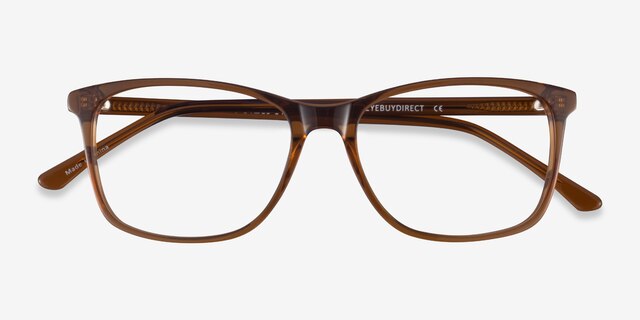 Crescendo Clear Brown AcetateEyeglass Frames from EyeBuyDirect, Closed View