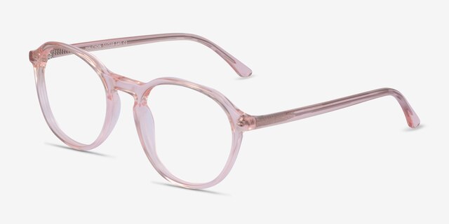 Halcyon Clear Pink AcetateEyeglass Frames from EyeBuyDirect, Angle View
