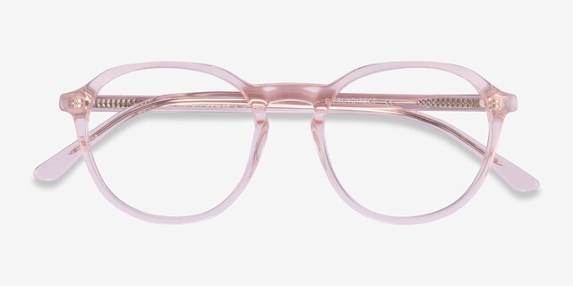 Halcyon Clear Pink AcetateEyeglass Frames from EyeBuyDirect, Closed View