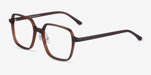 Modern Dark Brown AcetateEyeglass Frames from EyeBuyDirect, Angle View