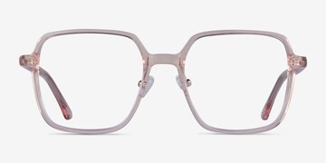 Progressive Eyeglasses Online with Smallfit, Horn, Full-Rim Acetate Design — Quartet in Clear Pink/Clear/Clear Purple by Eyebuydirect - Lenses