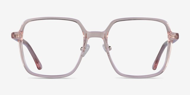 Modern Clear Pink AcetateEyeglass Frames from EyeBuyDirect, Front View