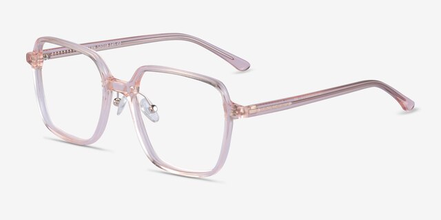 Modern Clear Pink AcetateEyeglass Frames from EyeBuyDirect, Angle View