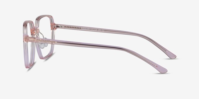 Modern Clear Pink AcetateEyeglass Frames from EyeBuyDirect, Side View