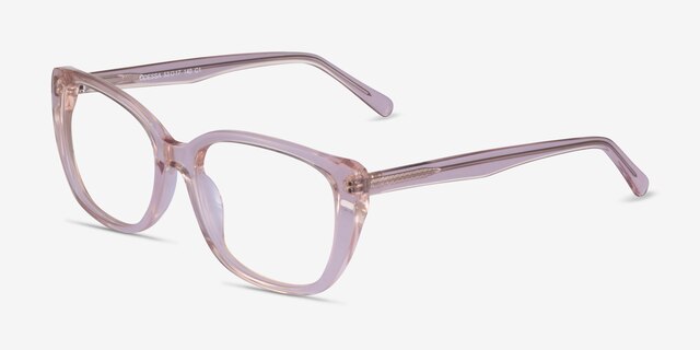Odessa Clear Pink AcetateEyeglass Frames from EyeBuyDirect, Angle View