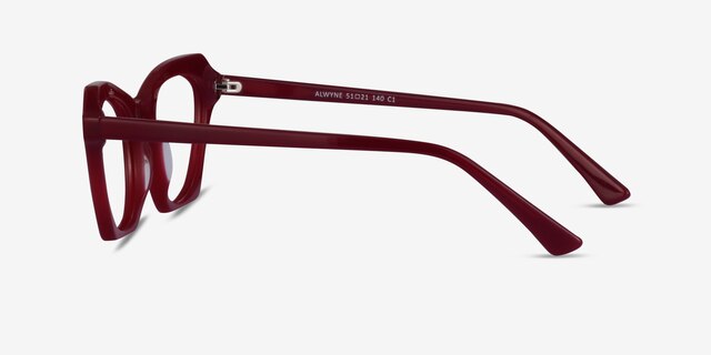 Alwyne Burgundy AcétateMontures de lunettes de vue d'EyeBuyDirect, Vue de Côté