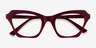 Alwyne Burgundy AcétateMontures de lunettes de vue d'EyeBuyDirect, Vue Rapprochée