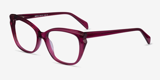 Maple Clear Burgundy AcetateEyeglass Frames from EyeBuyDirect, Angle View