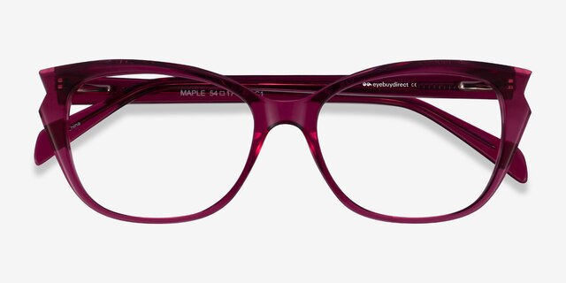 Maple Clear Burgundy AcetateEyeglass Frames from EyeBuyDirect, Closed View