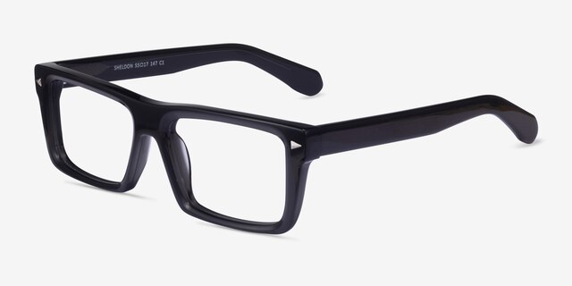 Sheldon Drak Gray AcetateEyeglass Frames from EyeBuyDirect, Angle View