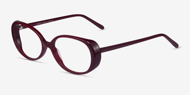 Surrey Burgundy AcetateEyeglass Frames from EyeBuyDirect, Angle View