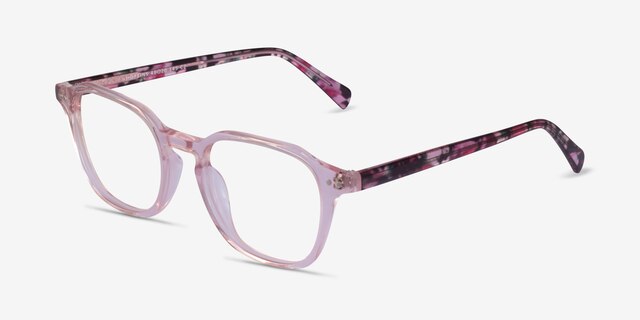 Hopkins Clear Pink Floral AcetateEyeglass Frames from EyeBuyDirect, Angle View