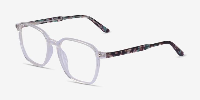 Ashby Clear Floral AcetateEyeglass Frames from EyeBuyDirect, Angle View