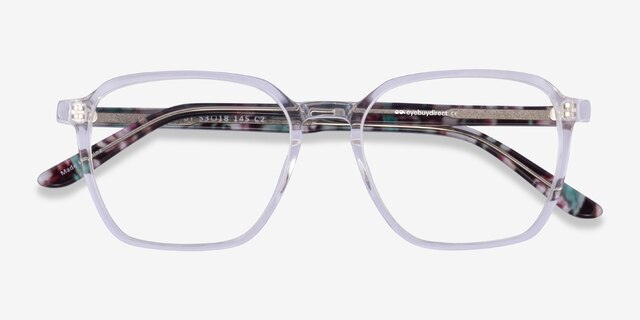 Ashby Clear Floral AcetateEyeglass Frames from EyeBuyDirect, Closed View