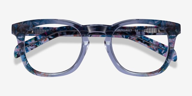 Austral Cear Blue Floral AcétateMontures de lunettes de vue d'EyeBuyDirect, Vue Rapprochée
