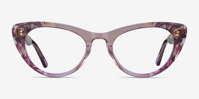 Legato Clear Pink Floral AcetateEyeglass Frames from EyeBuyDirect, Front View