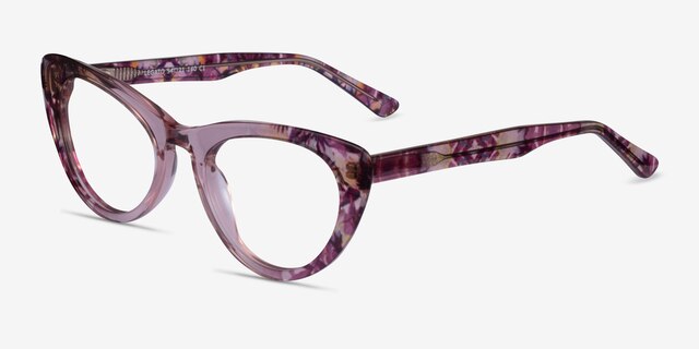Legato Clear Pink Floral AcetateEyeglass Frames from EyeBuyDirect, Angle View