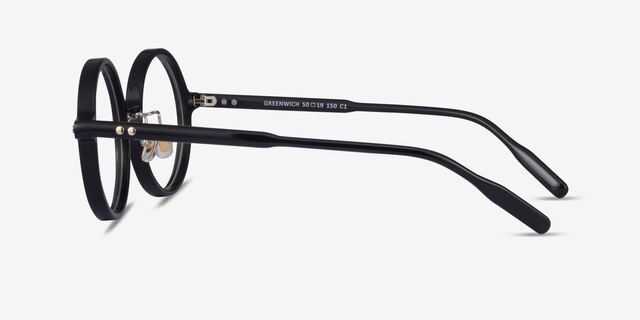 Greenwich Noir AcétateMontures de lunettes de vue d'EyeBuyDirect, Vue de Côté