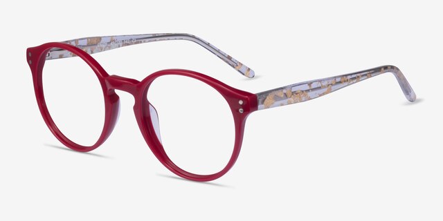 Enjoy Burgundy AcetateEyeglass Frames from EyeBuyDirect, Angle View