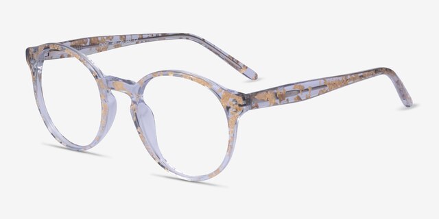Enjoy Clear Gold AcetateEyeglass Frames from EyeBuyDirect, Angle View
