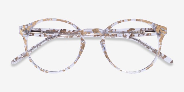 Enjoy Clear Gold AcetateEyeglass Frames from EyeBuyDirect, Closed View