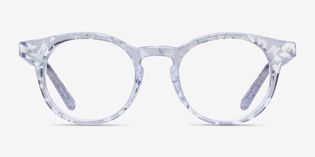 Luminary Clear Silver AcetateEyeglass Frames from EyeBuyDirect, Front View