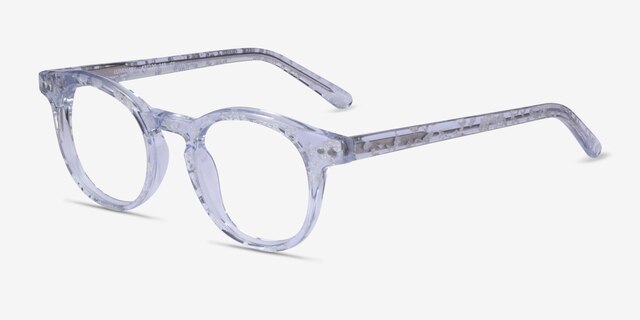 Luminary Clear Silver AcetateEyeglass Frames from EyeBuyDirect, Angle View