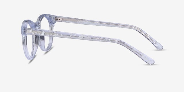 Luminary Clear Silver AcetateEyeglass Frames from EyeBuyDirect, Side View