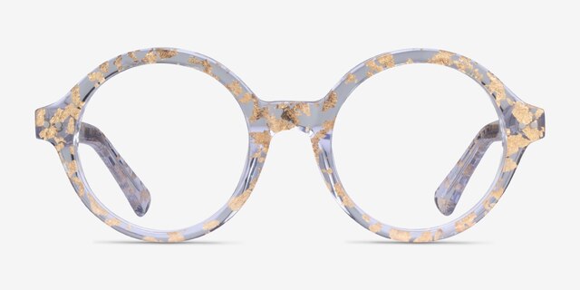 Disco Clear Gold AcetateEyeglass Frames from EyeBuyDirect, Front View