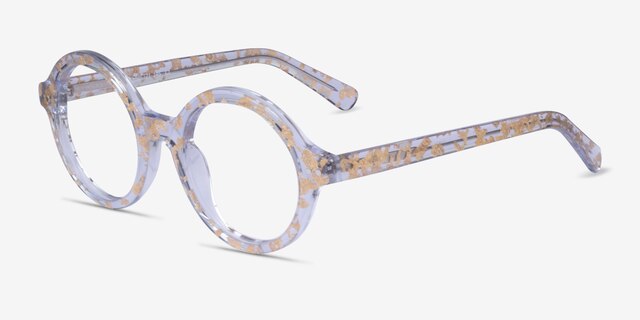 Disco Clear Gold AcetateEyeglass Frames from EyeBuyDirect, Angle View