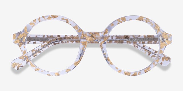 Disco Clear Gold AcetateEyeglass Frames from EyeBuyDirect, Closed View