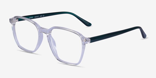 Stage Clear Teal AcetateEyeglass Frames from EyeBuyDirect, Angle View
