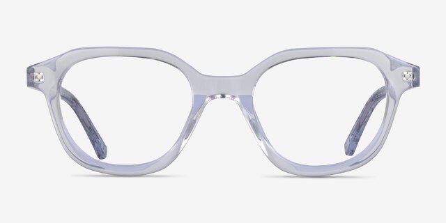 Knowledge Clear Silver AcetateEyeglass Frames from EyeBuyDirect, Front View