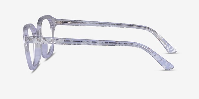 Knowledge Clear Silver AcetateEyeglass Frames from EyeBuyDirect, Side View