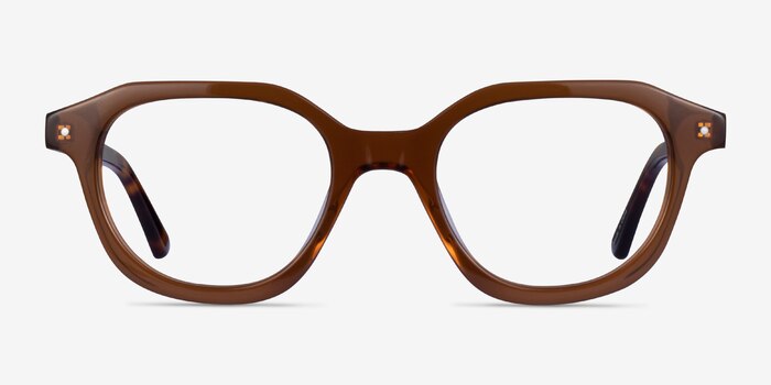 Knowledge Clear Brown Tortoise Acetate Eyeglass Frames from EyeBuyDirect