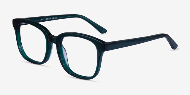 Zesty Dark Green AcetateEyeglass Frames from EyeBuyDirect, Angle View