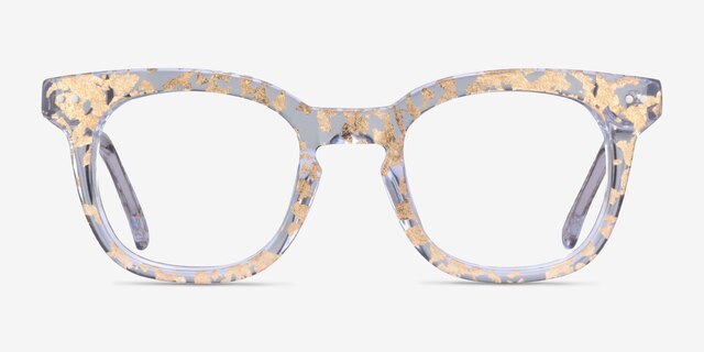 Acoustic Clear Gold AcetateEyeglass Frames from EyeBuyDirect, Front View
