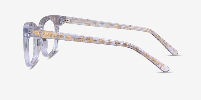Acoustic Clear Gold AcetateEyeglass Frames from EyeBuyDirect, Side View
